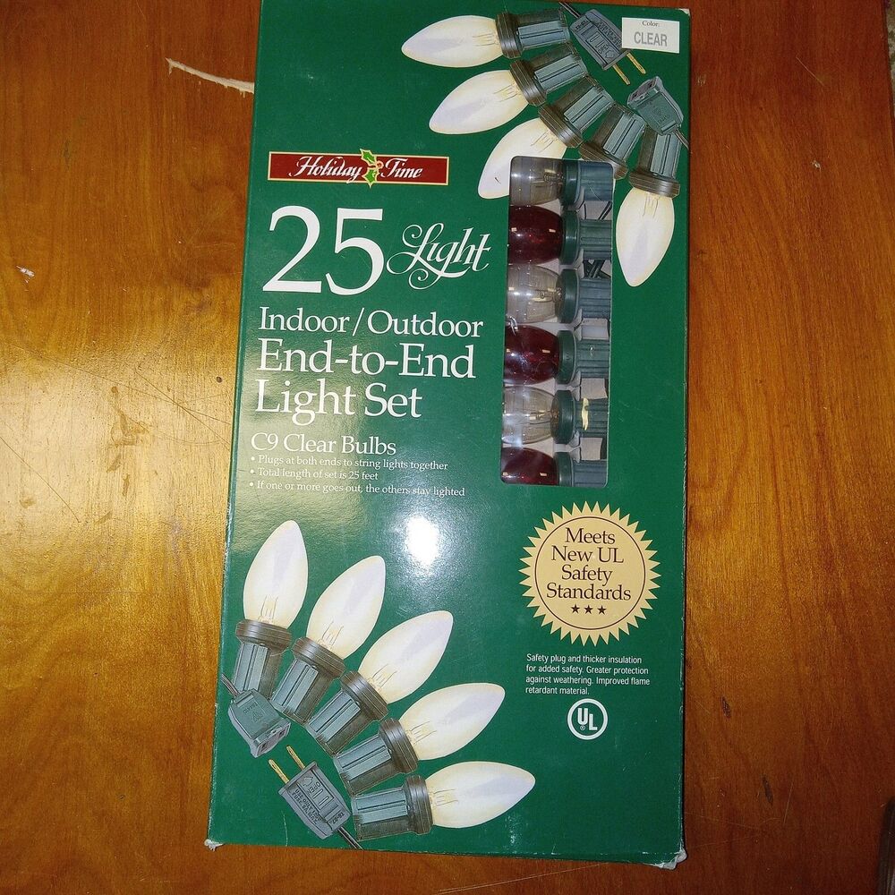 25 Red And White Cool Burning Transparent C9 Christmas Light Set